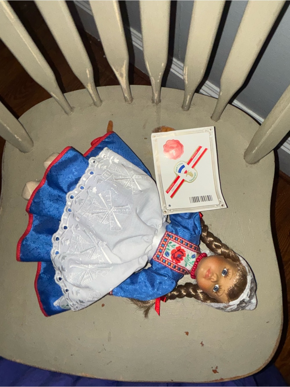 Schneider   Holland 13 in Blue & White Folk Costume Girl Doll with Braided Hair